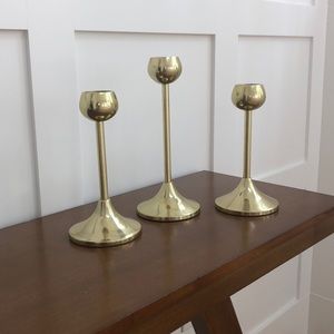 Vintage brass candle holders mid century modern Emily Henderson style